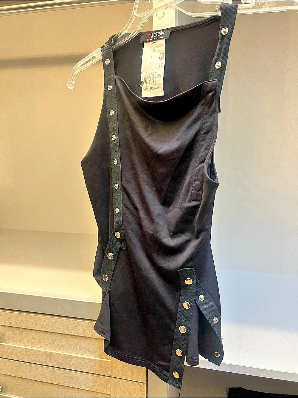 Morgan E3-MASLO Black Snap Detail Tank Top Size Medium